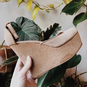 Jeffrey Campbell Bette suede wedge platforms